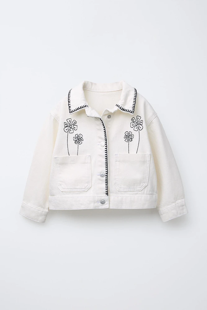 EMBROIDERED FLORAL DENIM JACKET