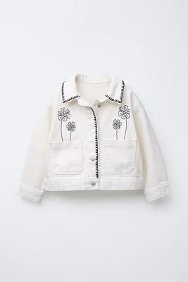 EMBROIDERED FLORAL DENIM JACKET