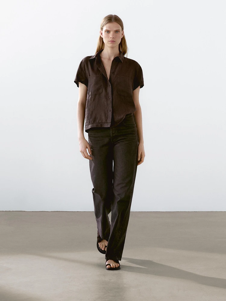 100% linen short sleeve shirt