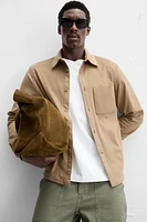 LIGHTWEIGHT FAUX SUEDE OVERSHIRT