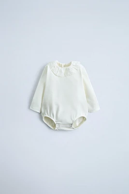 COMBINATION PLUSH BODYSUIT WITH PETER PAN COLLAR