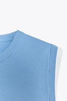 DOUBLE LAYER TRIM KNIT TOP
