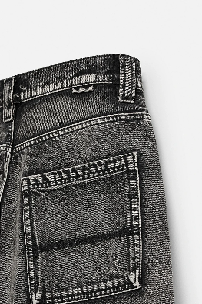 BERMUDA DENIM DÉLAVÉ COUPE BAGGY