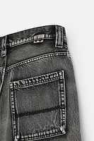 BERMUDA DENIM DÉLAVÉ COUPE BAGGY