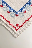 LOT SERVIETTES DE TABLE COTON BRODERIES POINT DE CROIX (LOT DE 2)