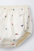 ROBE-SALOPETTE ET CULOTTE EN SERGÉ À FLEURS