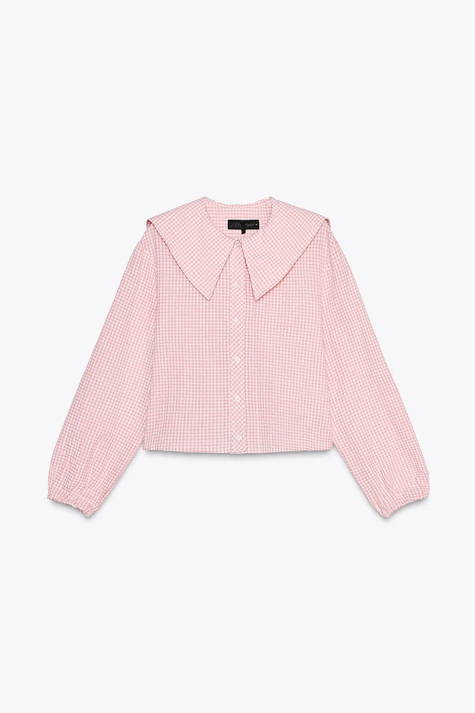 BIB COLLAR GINGHAM SHIRT