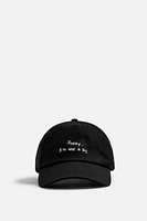 EMBROIDERED TEXT CAP