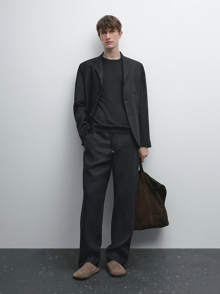 100% linen jogger trousers