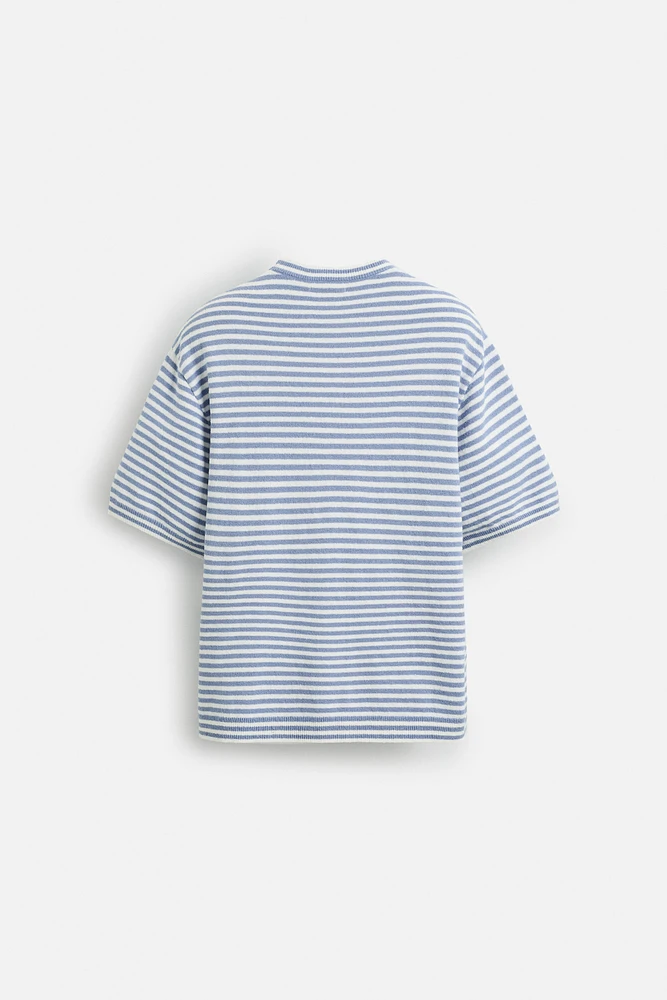 STRIPED TEXTURED KNIT T-SHIRT