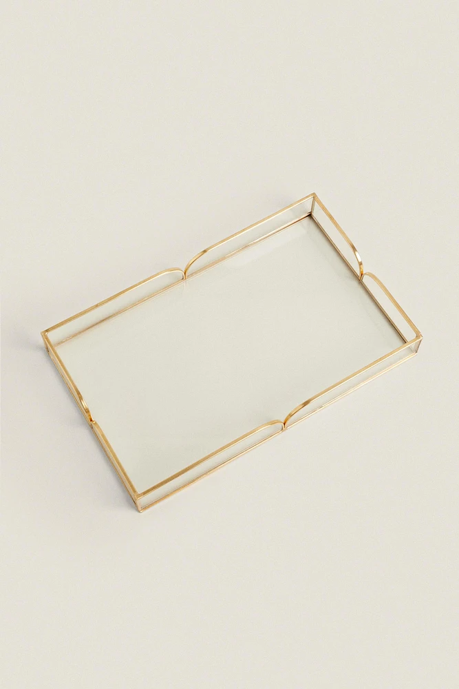 GLASS AND METAL TRAY