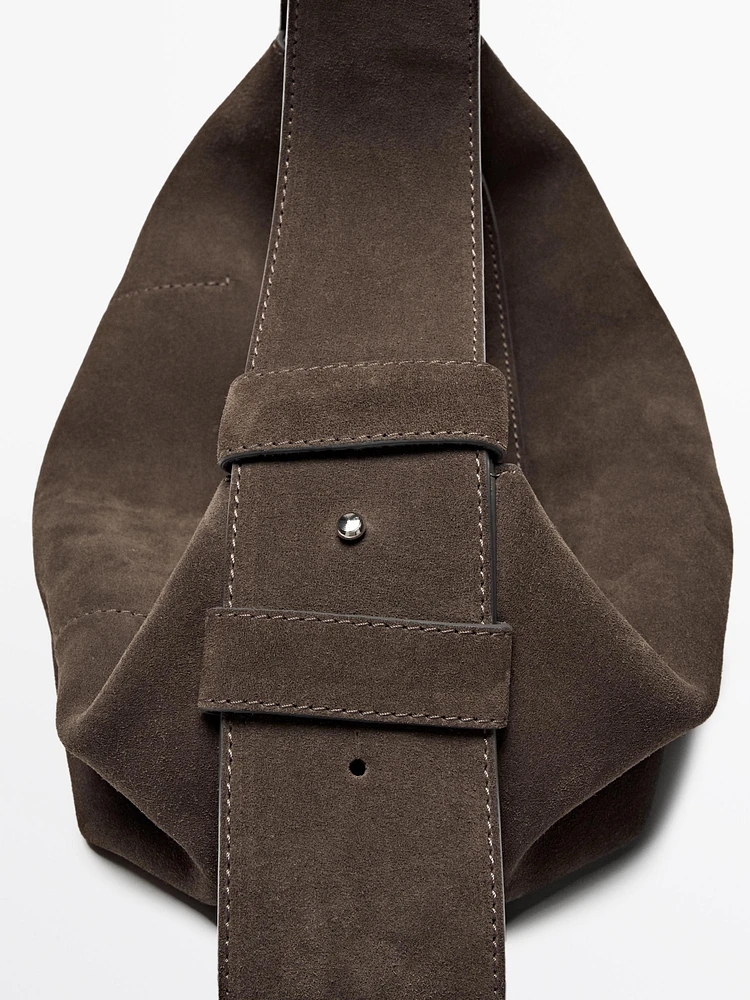 Split suede shoulder bag