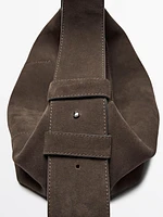 Split suede shoulder bag
