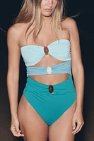 MAILLOT DE BAIN BANDEAU CUT OUT PIERRES
