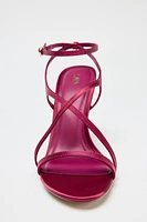 SATIN EFFECT HEELED SANDALS
