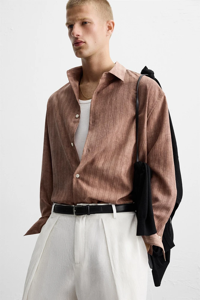 CHEMISE À RAYURES EFFET DÉLAVÉ