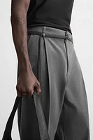 BELTED PLEATED PANTS