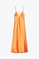 SATIN EFFECT MIDI DRESS