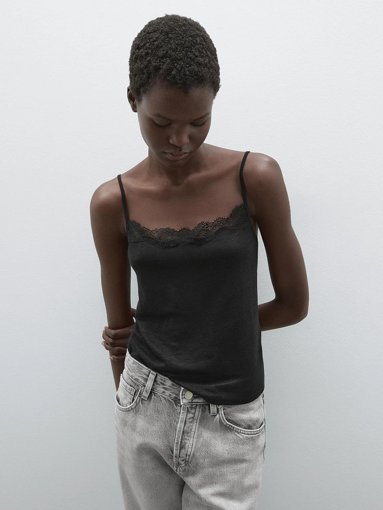 Strappy top with lace detail
