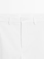 Straight-leg cotton blend trousers