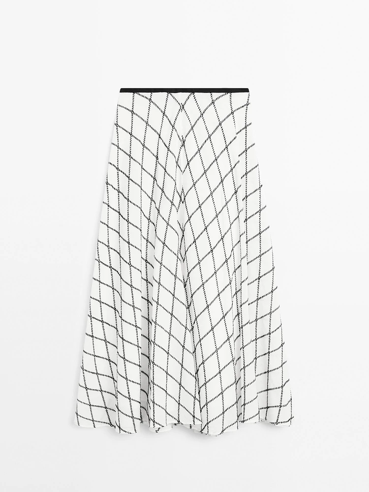 Jupe midi ample évasée à carreaux