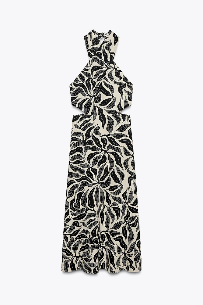 LINEN HALTER MIDI DRESS