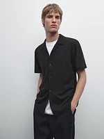 Linen blend short sleeve shirt