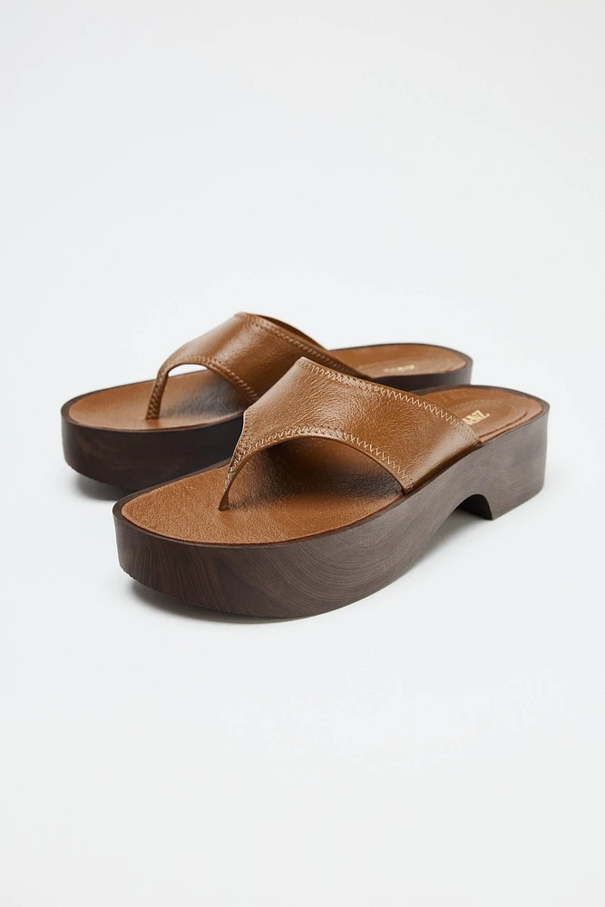 SOFT LEATHER PLATFORM SANDALS