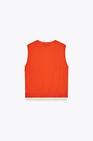 TOP GILET EN MAILLE COLOR BLOCK
