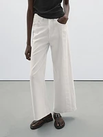 Jean wide leg taille haute avec découpes