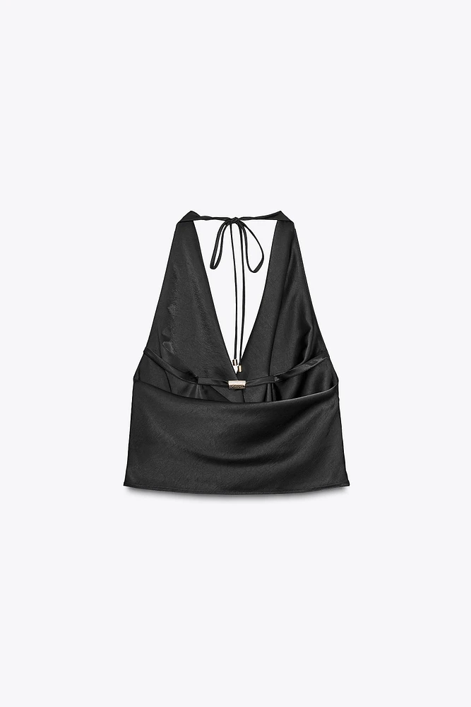 TOP SATINÉ AVEC VERROTERIE