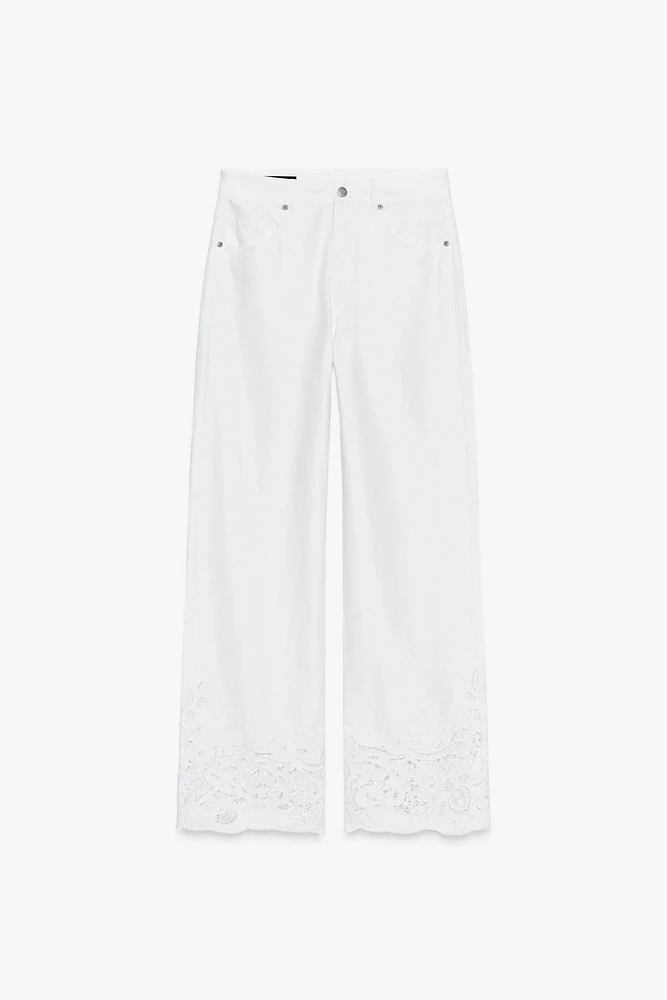 PANTALON DROIT BRODÉ