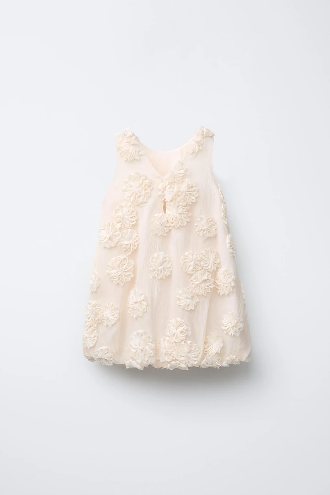 ORGANZA FLORAL BALLOON DRESS