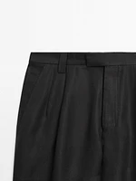 100% linen double dart trousers