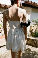 PRINTED POPLIN CORSET DRESS
