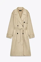 FAUX SUEDE MIDI TRENCH COAT