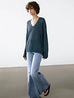100% linen cutwork sweater