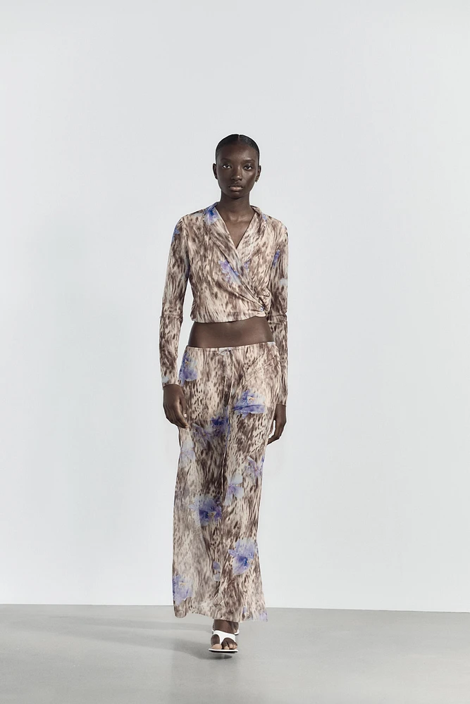 PRINTED TULLE PANTS