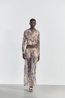 PRINTED TULLE PANTS