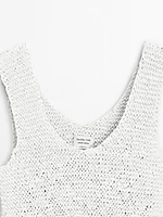 Top tressé en cuir et daim