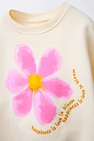 FLORAL EMBROIDERED TEXT SWEATSHIRT