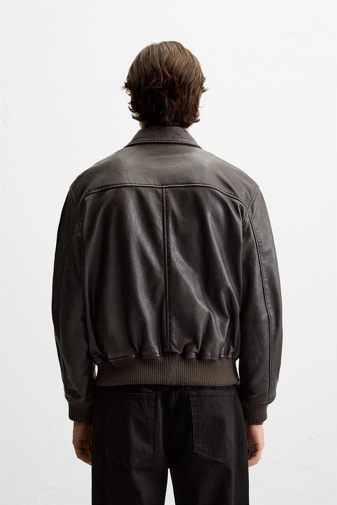 BLOUSON EN CUIR À POCHES