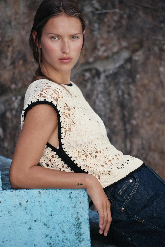 GILET EN MAILLE POINTELLE