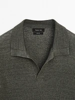 100% linen knit polo sweater