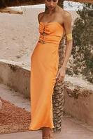 ROBE MI-LONGUE SATINÉE AJOURÉE