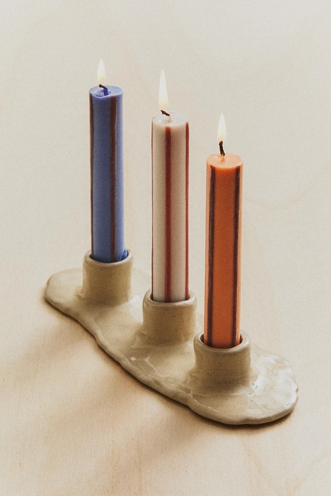LOT BOUGIES ALLONGÉES RAYURES (LOT DE 3)