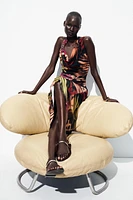 APPLIQUÉ PRINT MIDI DRESS