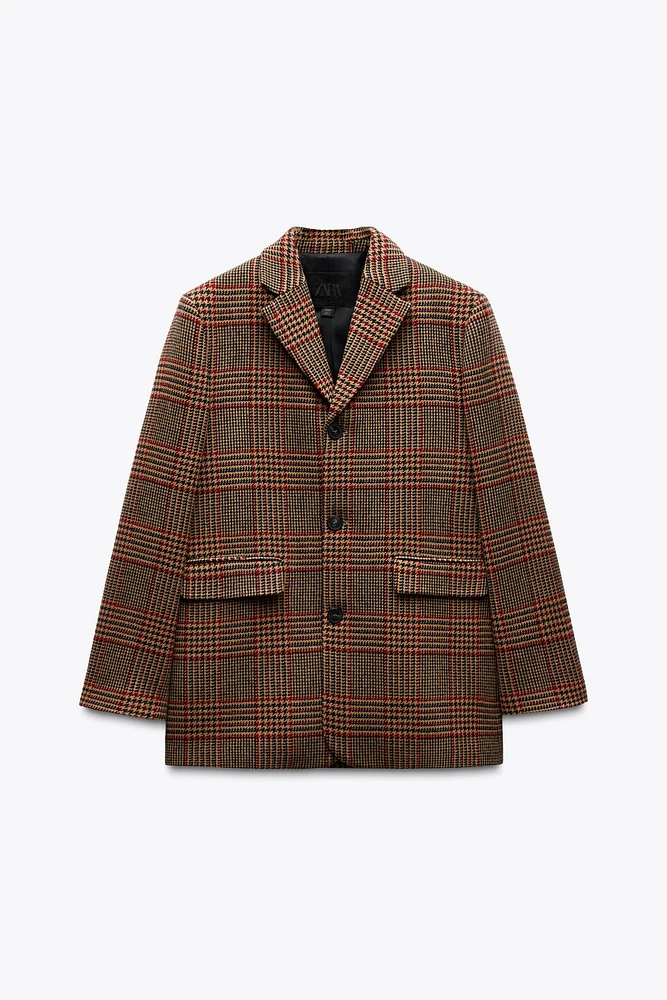 WOOL BLEND PLAID BLAZER ZW COLLECTION