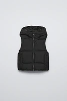 WATER REPELLENT HOODED PADDED VEST