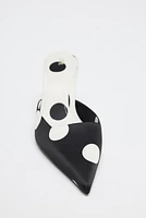 SATIN FINISH POLKA DOT SLINGBACK PUMPS
